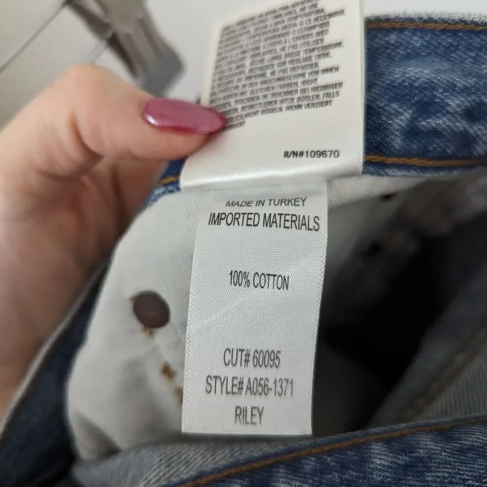 AGOLDE medium Haven wash indigo denim Riley high rise straight crop jeans